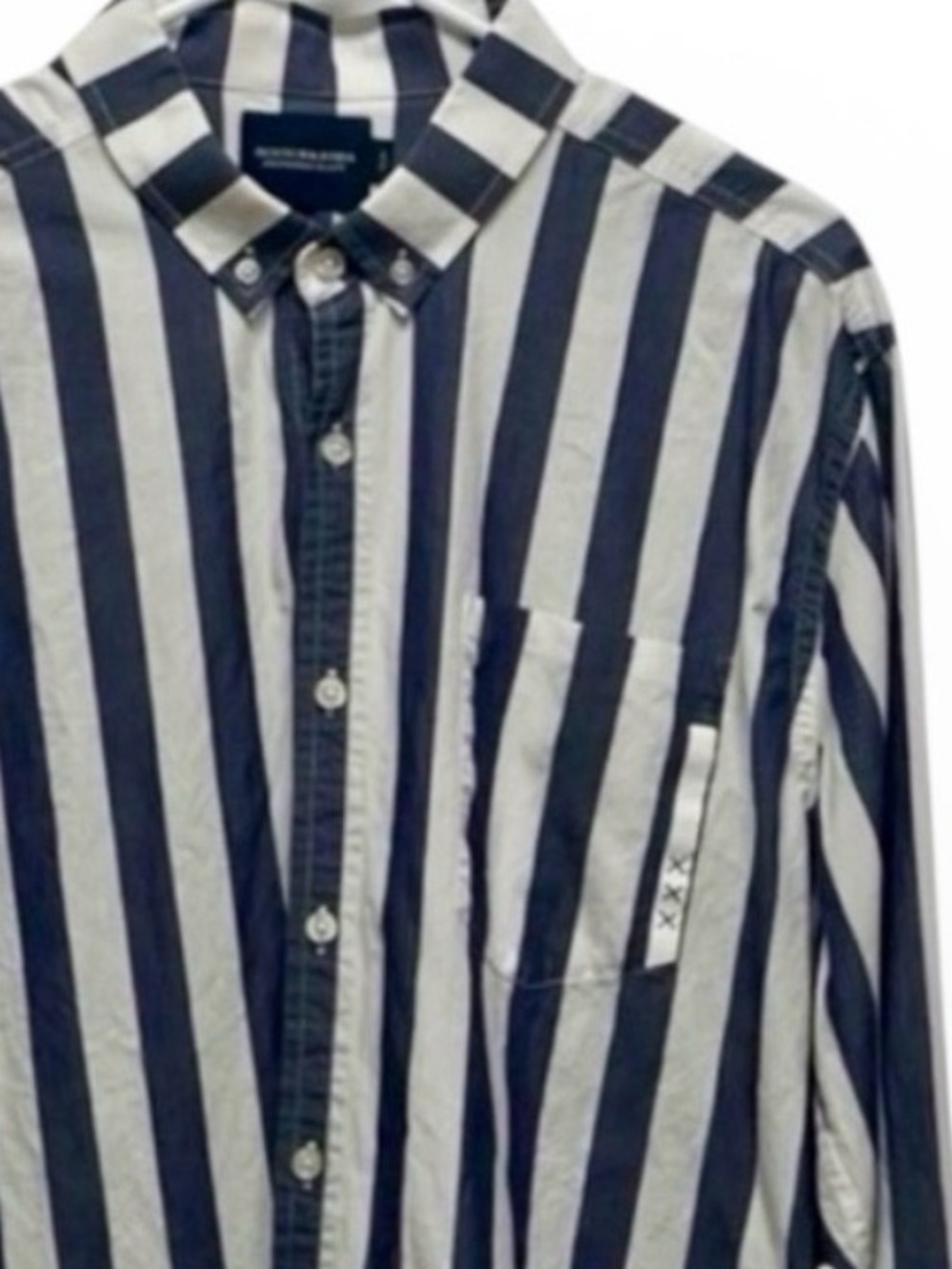Scotch & Soda Striped Button Down Shirt Men XL Slim Fit Navy White - Picture 6 of 6